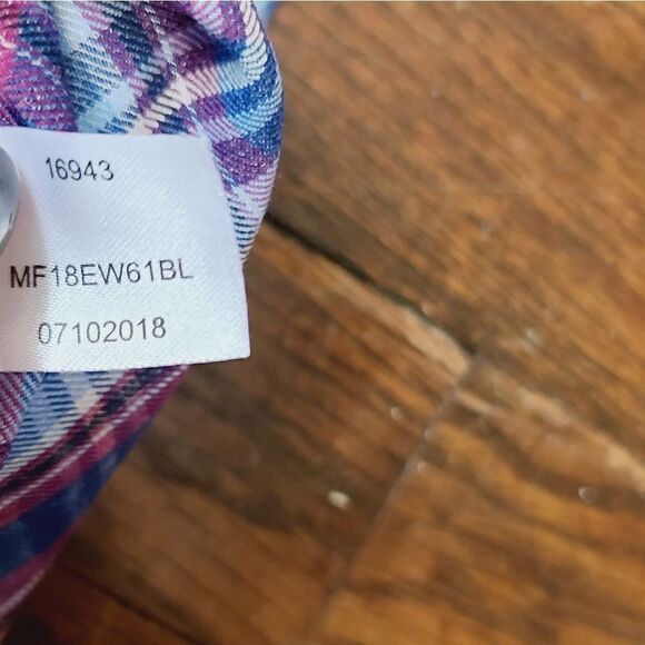 Peter Millar Lawlar Performance Check Flannel Woven Button Down Shirt Red Blue - Picture 10 of 12